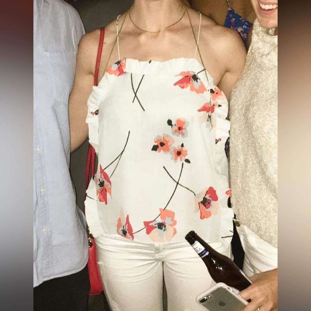 Strappy baby blue floral tank - Anthropologie